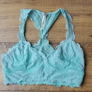 Free People Velvet Lace Teal Bralette Small